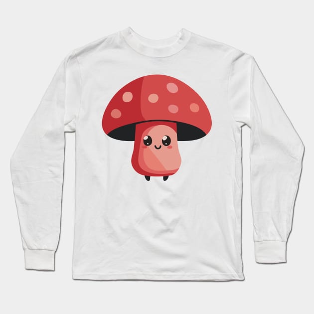 Cute Mushroom Long Sleeve T-Shirt by AJ